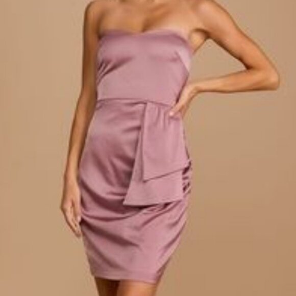 Lulys Elegant Mauve Strapless Dress Size Medium - Picture 1 of 7